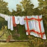 Gretchen Amirault, Tablecloth On The Line, Oils
