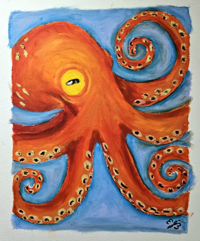 Jillian Book, Creature of the Sea, Oil&Pastel