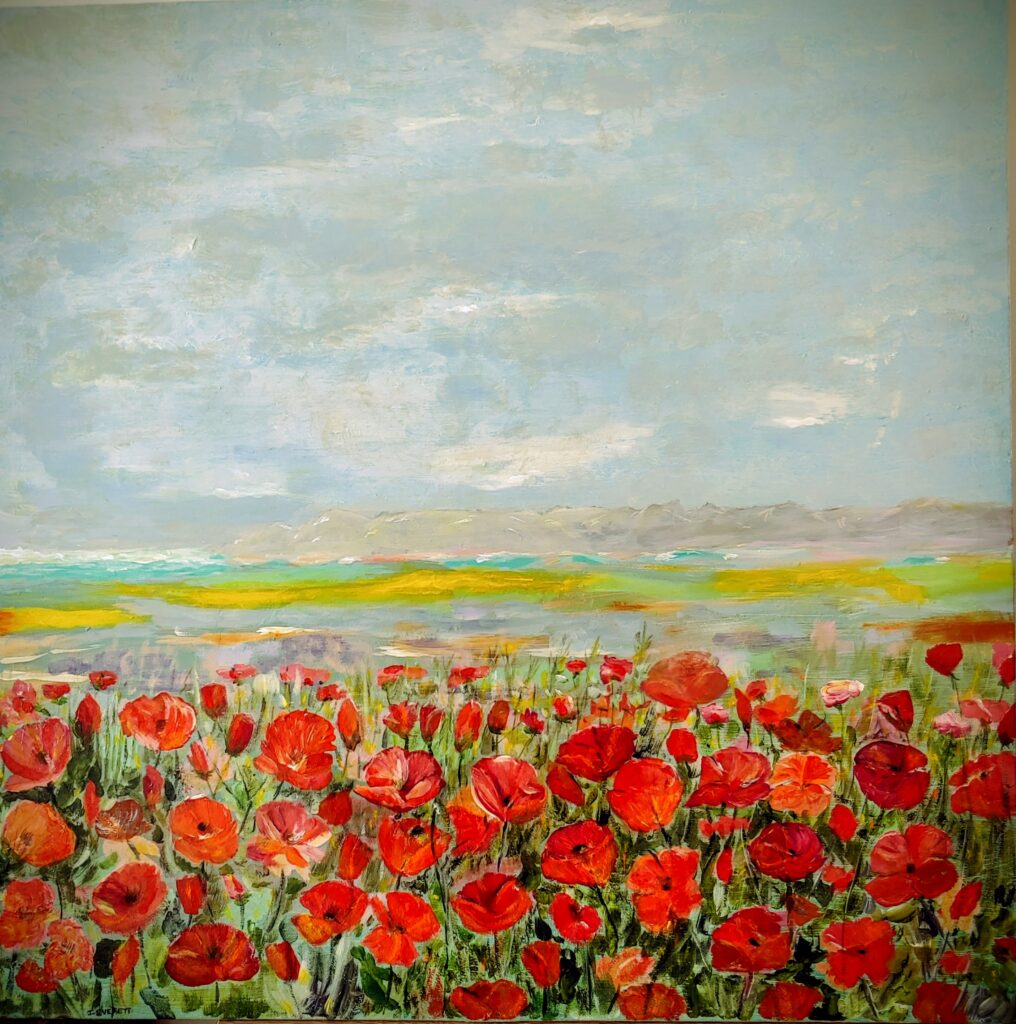 Jan Everett, Wild Sky Wild Poppies, Acrylics