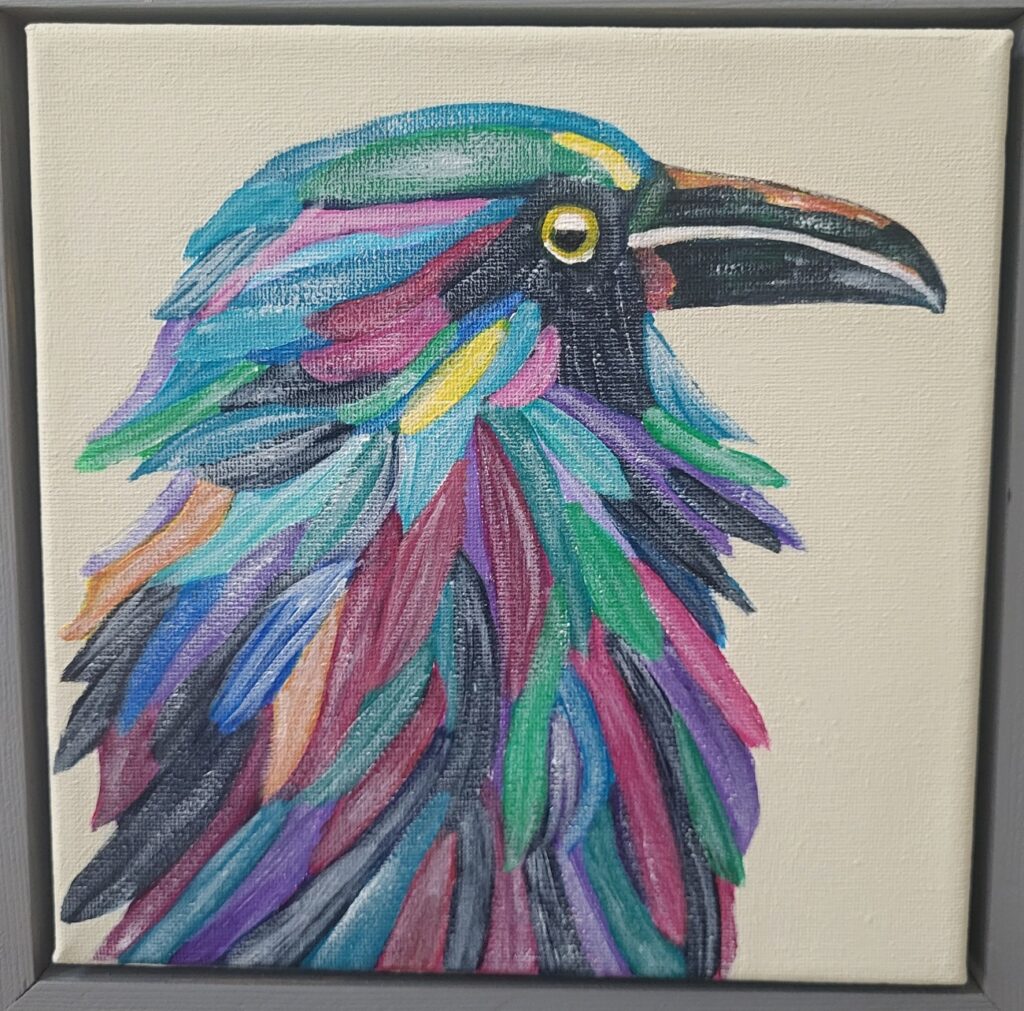 Cindy Ward Jozefiak, Colourful Crow, Acrylics