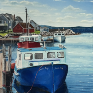 Carole Fletcher, Peggy's Blue Boat, Oil and 24 ct