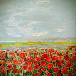 Jan Everett, Wild Sky Wild Poppies, Acrylics