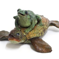 Mary Jane Lundy, Sea Turtle and Bull Frog, Glazed clay