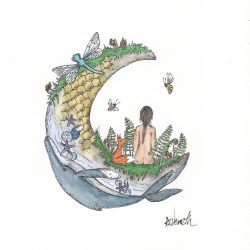 Amy Nemeth, Moon Goddess, Watercolour and Pen