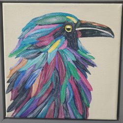 Cindy Ward Jozefiak, Colourful Crow, Acrylics